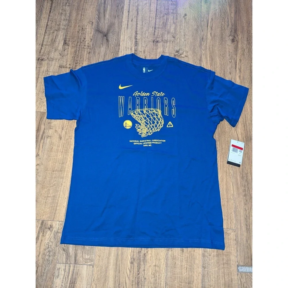Nike NBA‎ Golden State Warriors Courtside Max90 Blue Tee FJ0371-495 Size Large